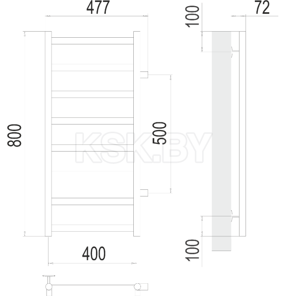 Полотенцесушитель Аврора П8 400х800 бп500 (4670078529909) 