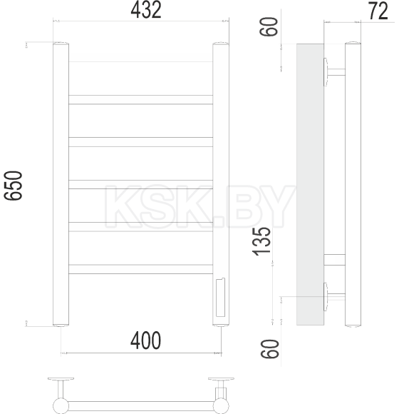 Полотенцесушитель Аврора П6 400х650 электро (4670078531148) 