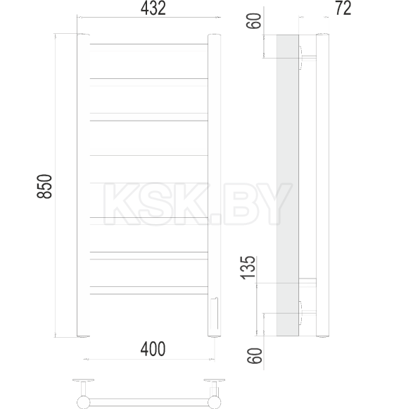 Полотенцесушитель Аврора П8 400х850 электро (4670078531162) 