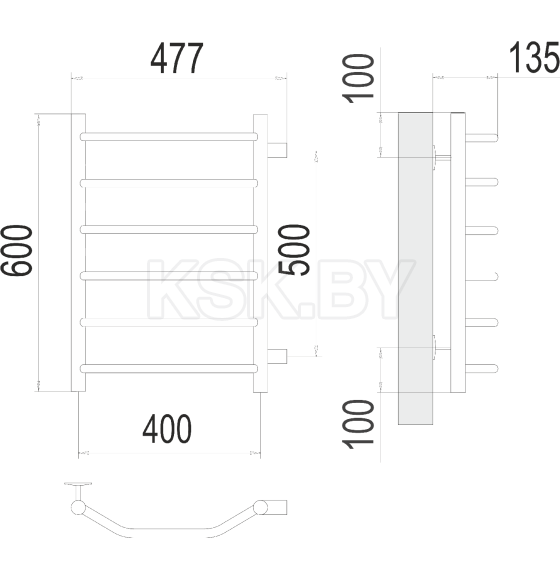 Полотенцесушитель Виктория П6 400х600 бп500 (4670078530059) 