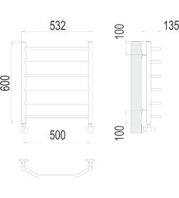 Полотенцесушитель Виктория П6 500х600