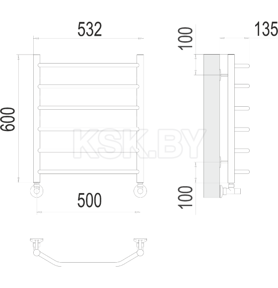 Полотенцесушитель Виктория П6 500х600 (4670078530080) 