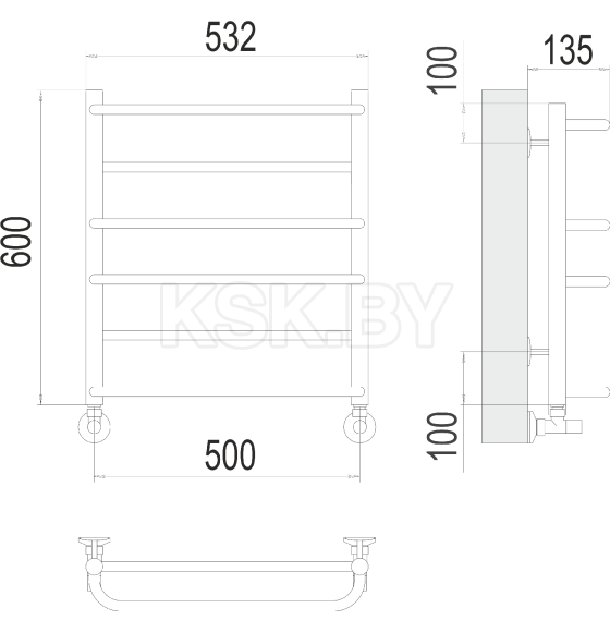 Полотенцесушитель Евромикс П6 500х600 (4670078530141) 