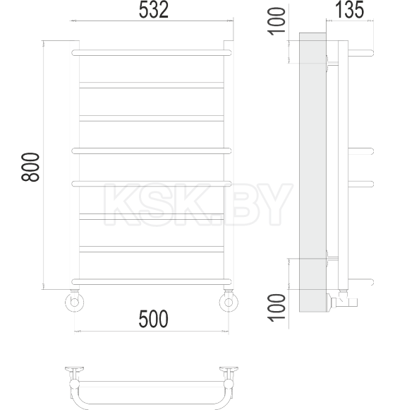 Полотенцесушитель Евромикс П8 500х800 (4670078530165) 