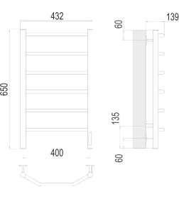 Полотенцесушитель Виктория П6 400х650 электро