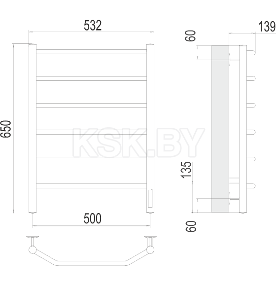 Полотенцесушитель Виктория П6 500х650 электро (4670078531193) 