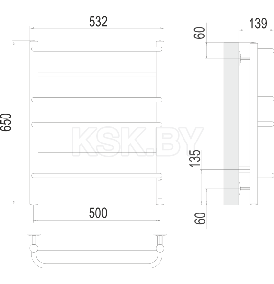 Полотенцесушитель Евромикс П6 500х650 электро (4670078531278) 