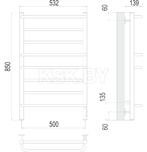 Полотенцесушитель Евромикс П8 500х850 электро (4670078531292) 