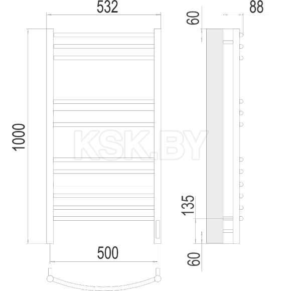 Полотенцесушитель Классик П12 500х1000 электро (4670078527325) 