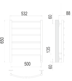 Полотенцесушитель Классик П6 500х650 электро