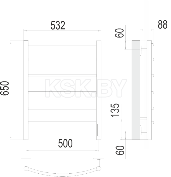 Полотенцесушитель Классик П6 500х650 электро (4670078531322) 