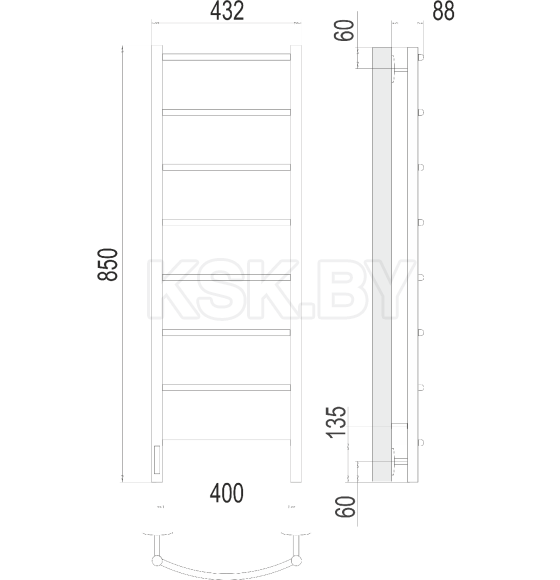 Полотенцесушитель Классик П8 400х850 левый электро (4670078531353) 