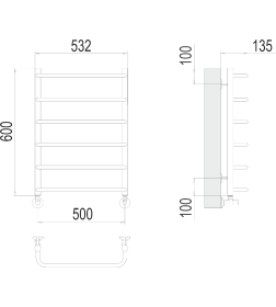 Полотенцесушитель Стандарт П6 500х600