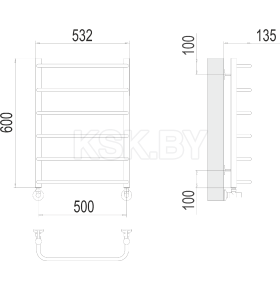 Полотенцесушитель Стандарт П6 500х600 (4670078530332) 