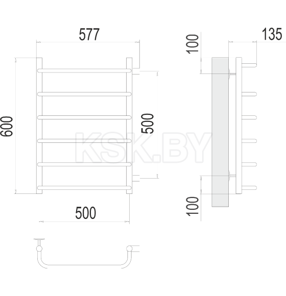 Полотенцесушитель Стандарт П6 500х600 бп500 (4670078530349) 