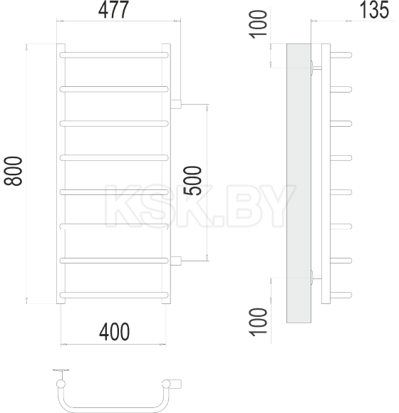 Полотенцесушитель Стандарт П8 400х800 бп500 (4670078530356) 