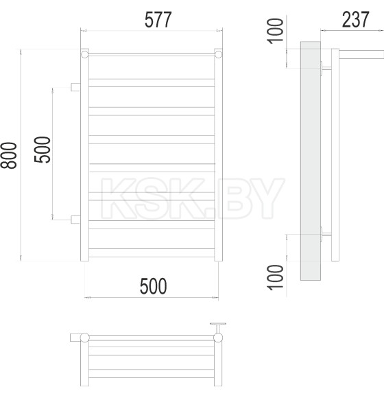 Полотенцесушитель Хендрикс П8 500х800 бп500 слева (4670078531582) 