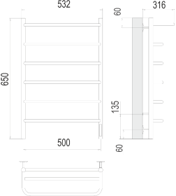 Полотенцесушитель Полка П6 500х650 электро