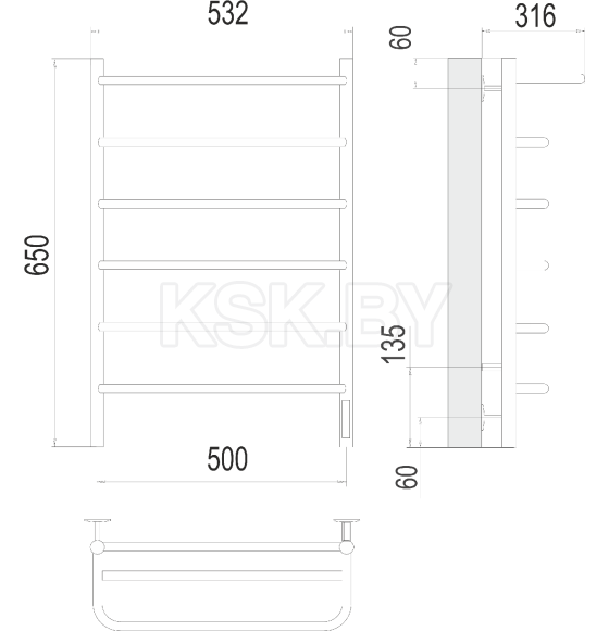 Полотенцесушитель Полка П6 500х650 электро (4670078531438) 