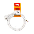 Сетевой шнур V3 ПВС 3*0,75 7м 10A с вилкой и з/к белый LUX