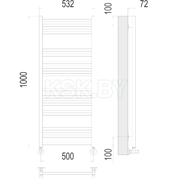 Полотенцесушитель Аврора П20 500х1000 RAL 9005 (4670078529381RAL9005) 