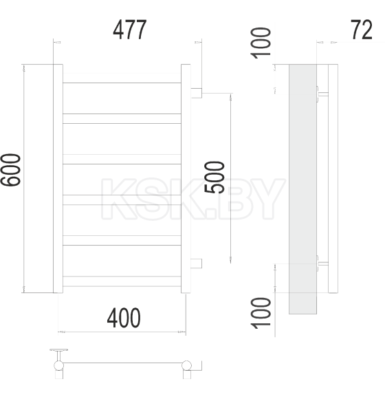 Полотенцесушитель Аврора П6 400х600 бп500 (4670078529862) 