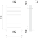 Полотенцесушитель Аврора П6 500х600 RAL 9005 (4670078529893RAL9005) 