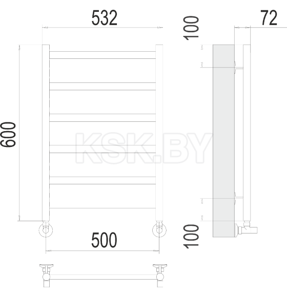 Полотенцесушитель Аврора П6 500х600 RAL 9005 (4670078529893RAL9005) 