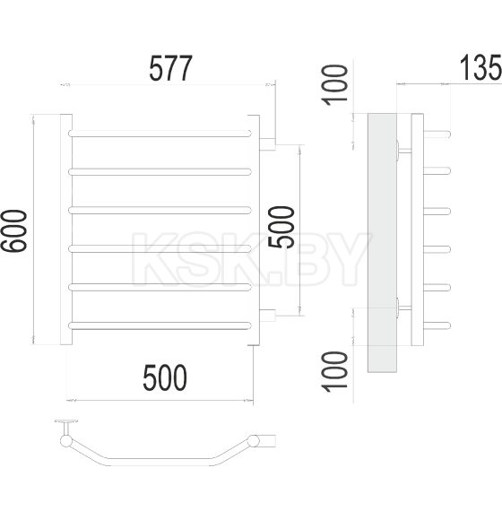 Полотенцесушитель Виктория П6 500х600 бп500 (4670078530073) 