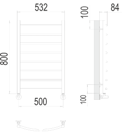 Полотенцесушитель Классик П8 500х800 RAL 9005