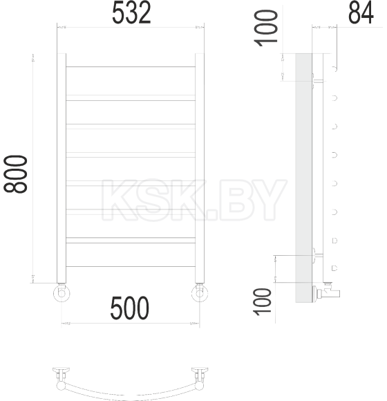 Полотенцесушитель Классик П8 500х800 RAL 9005 (4670078530271RAL9005) 