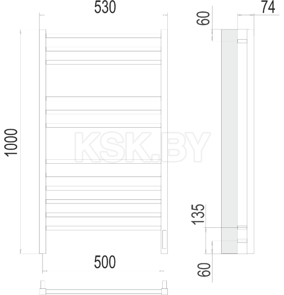 Полотенцесушитель Сицилия П12 500х1000 электро (4670078526298) 