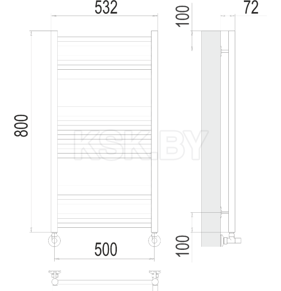 Полотенцесушитель Аврора П16 500х800 RAL 9003 (4670078529312RAL9003) 