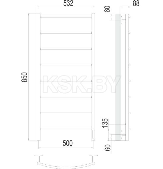 Полотенцесушитель Классик П8 500х850 электро (4670078531360) 