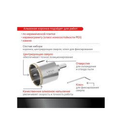 Коронка алмазная по керамике 45 мм VIRA 559506