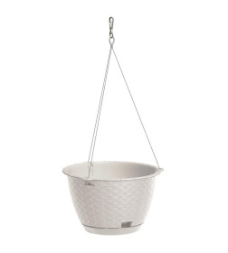 Горшок пластиковый Hanging flower pot with metal hanger RATOLLA ROUND  – WHITE