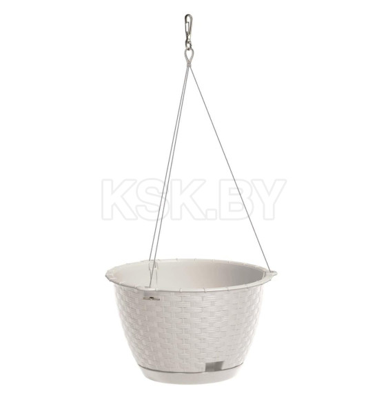 Горшок пластиковый Hanging flower pot with metal hanger RATOLLA ROUND  – WHITE (DRLW240S-S449) 