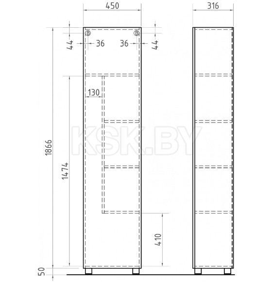 Пенал напольный Geometry 45 pn.GEO.45 (pn.GEO.45) 