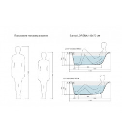 Ванна акриловая 140х70 см  CERSANIT  LORENA   (без ног)