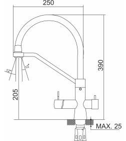 Смеситель для кухни с под фильтр РМС SUS127BL-016F-015