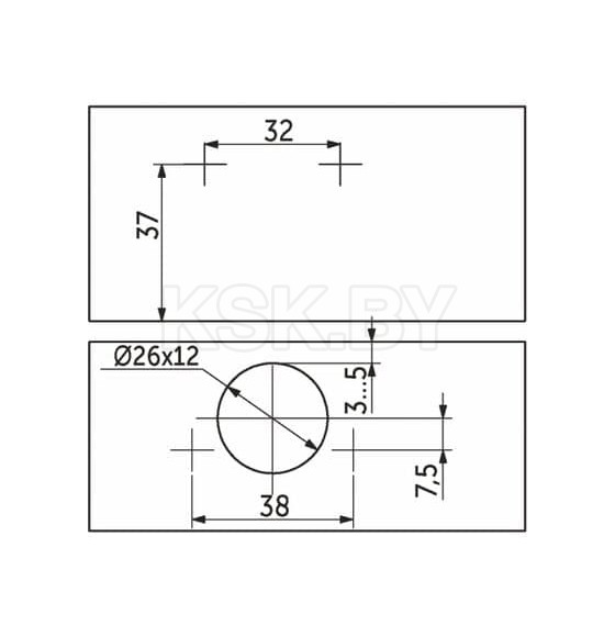 Петля мини,накладная 09 с креплением H=0 с еврошурупом  (36444) 