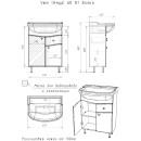 Тумба напольная Айсберг Волна 60 под умывальник Уют см. с верхним ящиком  (DA1021T) 
