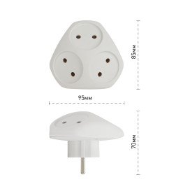 Тройник на 3 гн. без з/к белый 10А 220В SPx-3-W Эра