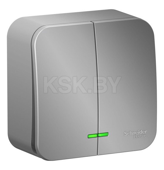 Выключатель 2кл. с подсветкой о/у 10А алюминий Schneider Electric Blanka (BLNVA105113) 