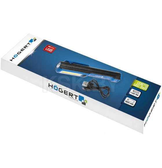 Фонарь светодиодный магнит, заряжающийся через USB, 3.7 В HOEGERT (HT1E406)