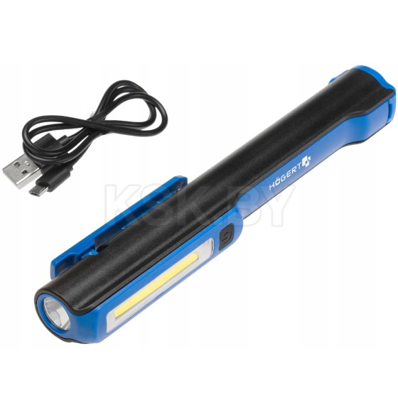 Фонарь светодиодный магнит, заряжающийся через USB, 3.7 В HOEGERT (HT1E406)