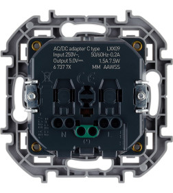 Розетка 1-я с зк. и встроенным зарядным устройством USB C 1.5А 5В алюминий INSPIRIA Legrand