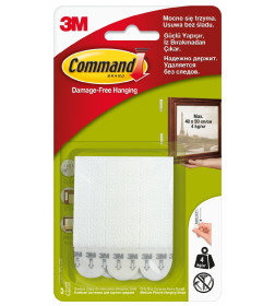 Застежки COMMAND для картин средние белые 3 пары