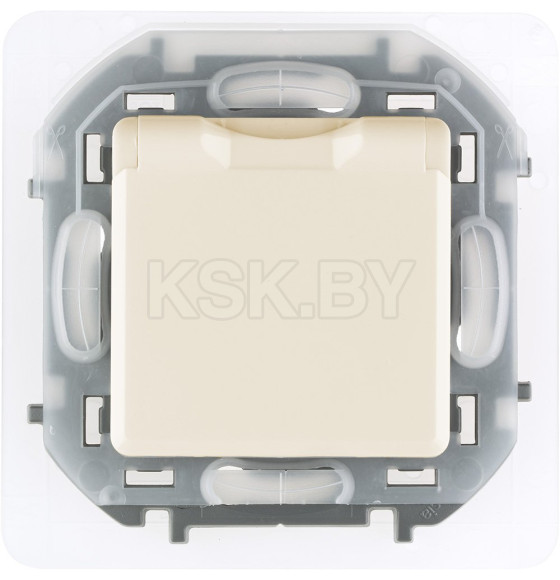 Розетка 1-я с зк. IP 44 с откидной крышкой и шторками слоновая кость INSPIRIA Legrand (673741) 