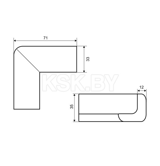 Уголок защитный большой (серый) Palladium BS 4625 